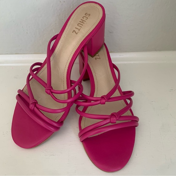 SCHUTZ Princey Leather Sandal Size 8 Hot Pink - Picture 6 of 12